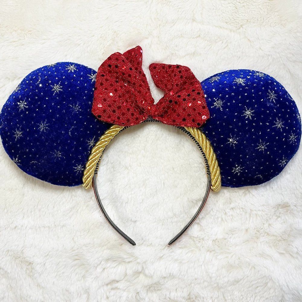 Handmade Disney Fantasia Mickey‎ Blue And Silver Sparkle Ears Headband